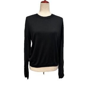 Max & Moi Paris Black Cashmere Silk Sweater Wide Button Up Sleeves Women's M